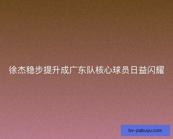 徐杰稳步提升成广东队核心球员日益闪耀 徐杰稳步提升成广东队核心球员日益闪耀